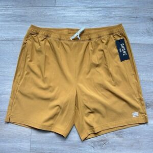 Rhone Men's XL 7.5" R&R Trunk Harvest Brown Stretch Swim Trunks Lined Pockets